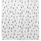 Minimalistisches Schwarz-Weiß-Winterwaldmuster Duschvorhang (Vorderseite)