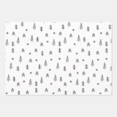 Minimalistisches Schwarz-Weiß-Winterwaldmuster Geschenkpapier Set (Vorderseite 3)