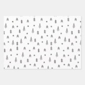 Minimalistisches Schwarz-Weiß-Winterwaldmuster Geschenkpapier Set (Vorderseite 2)