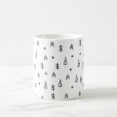 Minimalistisches Schwarz-Weiß-Winterwaldmuster Kaffeetasse (Mittel)