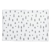 Minimalistisches Schwarz-Weiß-Winterwaldmuster Kissenbezug (Rückseite-Links)