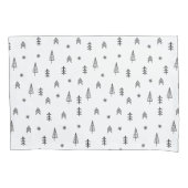 Minimalistisches Schwarz-Weiß-Winterwaldmuster Kissenbezug (Vorderseite-Links)