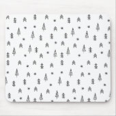 Minimalistisches Schwarz-Weiß-Winterwaldmuster Mousepad (Vorne)