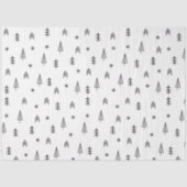 Minimalistisches Schwarz-Weiß-Winterwaldmuster Seidenpapier (Vorderseite)