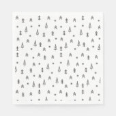 Minimalistisches Schwarz-Weiß-Winterwaldmuster Serviette (Vorderseite)