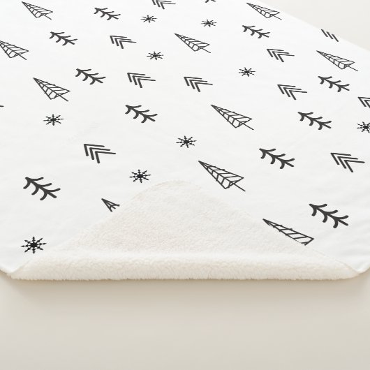 Minimalistisches Schwarz-Weiß-Winterwaldmuster Sherpadecke (3/4)
