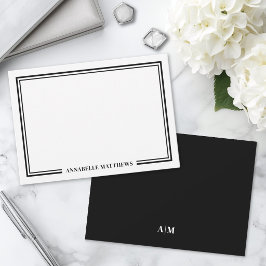Minimalistisches Schwarz Weiß Zwei-Rahmen-Monogram Mitteilungskarte