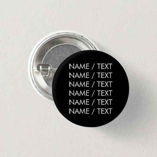 Minimalistisches Schwarz-weißes Anpassen von Namen Button (Vorne & Hinten)