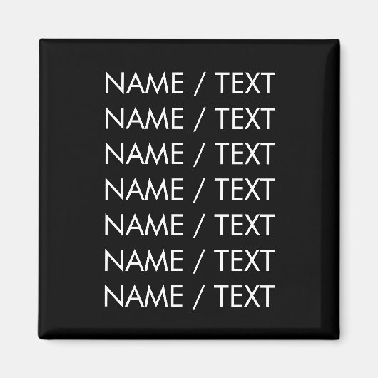 Minimalistisches Schwarz-weißes Anpassen von Namen Magnet (Vorne)