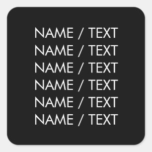 Minimalistisches Schwarz-weißes Anpassen von Namen Quadratischer Aufkleber