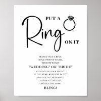 Minimalistisches Schwarz-weißes Brautparty Ring Ga