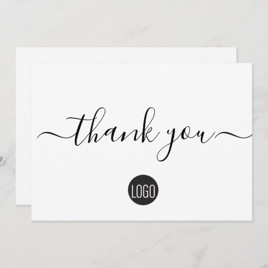 Minimalistisches Schwarz-weißes Firmenlogo Dankeskarte (Vorne/Hinten)