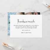 Minimalistisches Schwarz-weißes Foto Hochzeit Dank Karte (Vorderseite/Rückseite Beispiel)