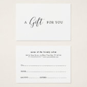 Minimalistisches Schwarz-weißes Geschenkgutachten (Vorne & Hinten)