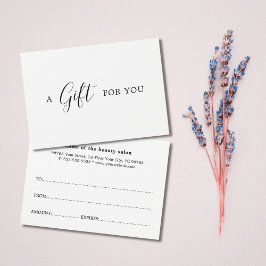 Minimalistisches Schwarz-weißes Geschenkgutachten