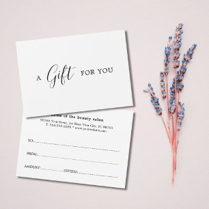 Minimalistisches Schwarz-weißes Geschenkgutachten