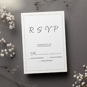Minimalistisches Schwarz-weißes Goldgestricheltes RSVP Karte