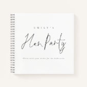 Minimalistisches Schwarz-weißes Hen Party Gästebuc Notizblock (Vorderseite)