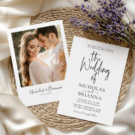 Minimalistisches Schwarz-weißes Hochzeitsklassisch Einladung