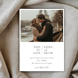 Minimalistisches Schwarz-weißes Hochzeitsskript-Fo Save The Date