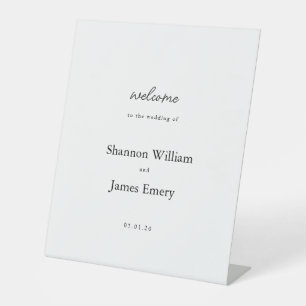 Minimalistisches Schwarz-weißes Hochzeitstabletop- Sockelschild