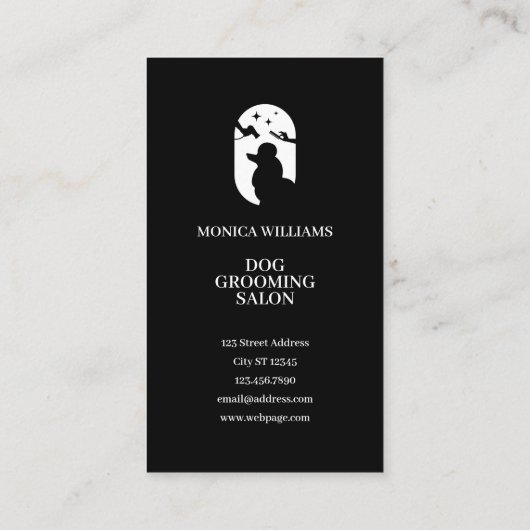 Minimalistisches, Schwarz-weißes Hundelogo Visitenkarte (Rückseite)