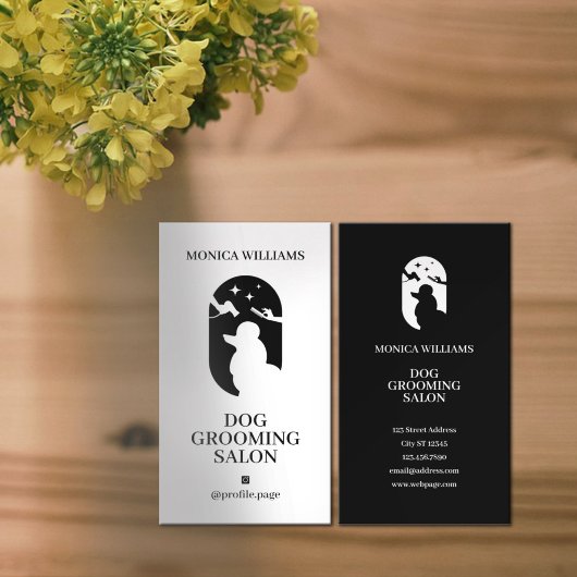 Minimalistisches, Schwarz-weißes Hundelogo Visitenkarte