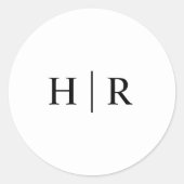 Minimalistisches Schwarz-weißes klassisches Monogr Runder Aufkleber (Vorderseite)