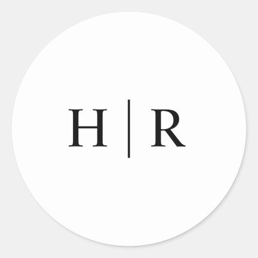 Minimalistisches Schwarz-weißes klassisches Monogr Runder Aufkleber (Vorderseite)