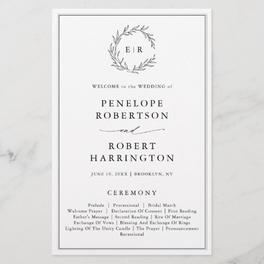 Minimalistisches Schwarz-weißes Leaf Modernes Hoch (Vorderseite)