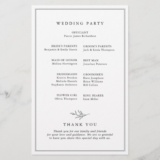 Minimalistisches Schwarz-weißes Leaf Modernes Hoch (Rückseite)