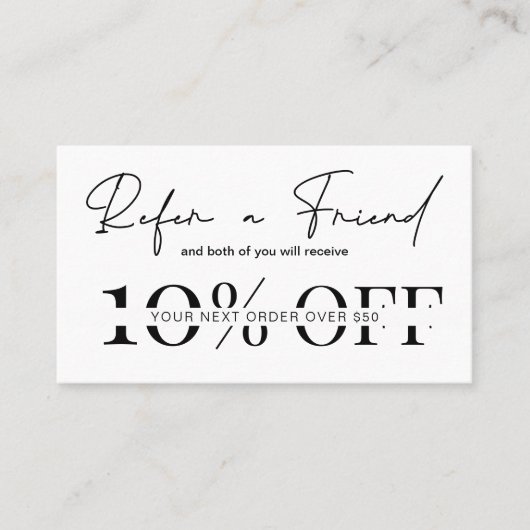 Minimalistisches Schwarz-weißes Logo eines Freunde Empfehlungskarte (Vorderseite)