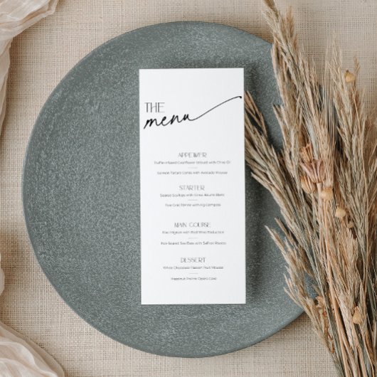 Minimalistisches Schwarz-weißes Menü mit Skripten