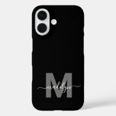 Minimalistisches Schwarz-weißes Monogramm Case-Mate iPhone Hülle (Rückseite)
