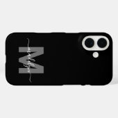 Minimalistisches Schwarz-weißes Monogramm Case-Mate iPhone Hülle (Rückseite (Horizontal))