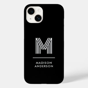 Minimalistisches Schwarz-weißes Monogramm Case-Mate iPhone 14 Hülle