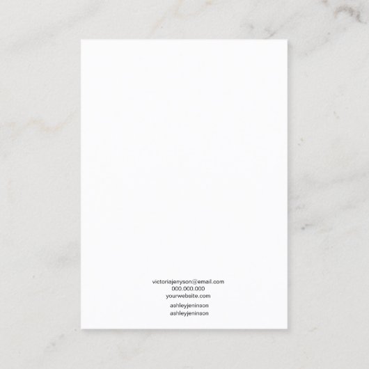 Minimalistisches Schwarz-weißes Ohrring-Display Visitenkarte (Rückseite)