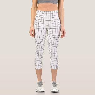 Minimalistisches Schwarz-weißes Prüffraster Capri Leggings