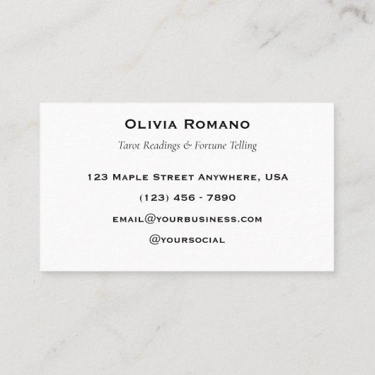 Minimalistisches Schwarz-weißes psychisches Medium Visitenkarte (Rückseite)