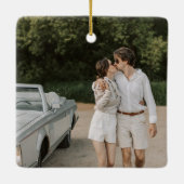 Minimalistisches Schwarz-weißes Retro Custom Weddi Keramikornament (Rückseite)