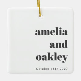 Minimalistisches Schwarz-weißes Retro Custom Weddi Keramikornament