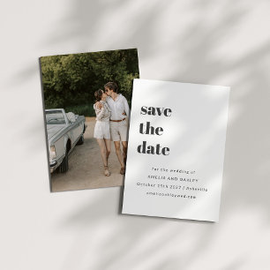 Minimalistisches Schwarz-weißes Retro Simple Weddi Save The Date