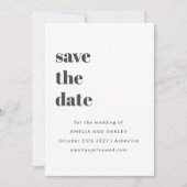 Minimalistisches Schwarz-weißes Retro Simple Weddi Save The Date (Vorderseite)