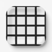 Minimalistisches Schwarz-weißes Schachbrett Pappteller (Vorderseite)