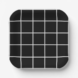 Minimalistisches Schwarz-weißes Schachbrett Pappteller