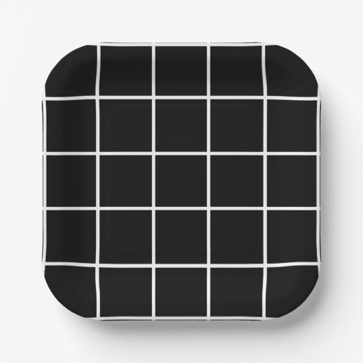 Minimalistisches Schwarz-weißes Schachbrett Pappteller (Vorderseite)