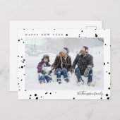 Minimalistisches Schwarz-weißes Schnee Foto Glück Postkarte (Vorne/Hinten)