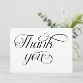 Minimalistisches Schwarz-weißes Skript Dankeskarte (Stehend Vorderseite)