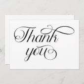 Minimalistisches Schwarz-weißes Skript Dankeskarte (Vorne/Hinten)