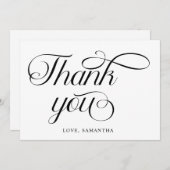 Minimalistisches Schwarz-weißes Skript Dankeskarte (Vorne/Hinten)